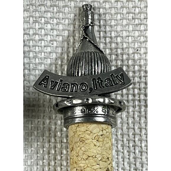 VTG Set of Two Pewter Italian Souvenir Cork Wine Bottle Stoppers Palazzo Aviano - Picture 4 of 11